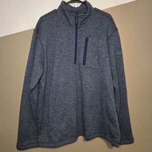 Eddie Bauer Men's 1/4 Zip Sweatshirt Blue 1/4 Pullover Zip Chest Pocket Size XXL